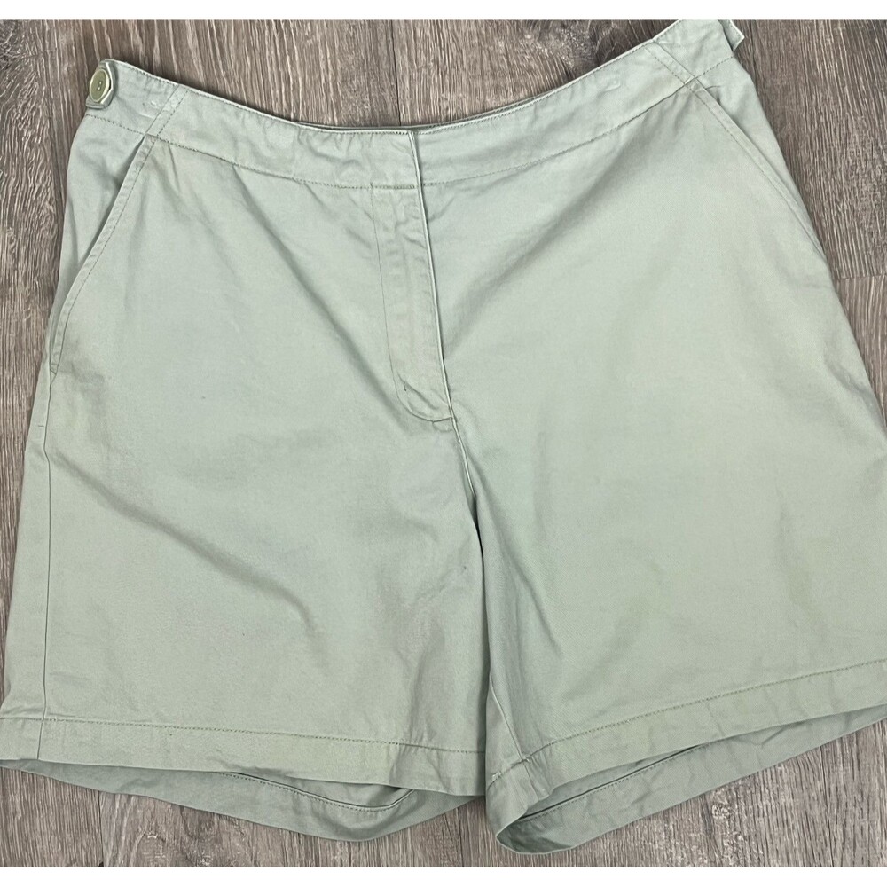 Jones New York Sport Shorts Green Chino Khaki Flat Front Bermuda 8 Cotton‎ Golf